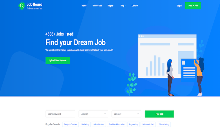 Job Board Free Job Directory Template Bootthemes